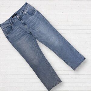 HUDSON Mid-Rise Straight Wide Leg Cropped Stretch Denim Light Wash Jeans 12